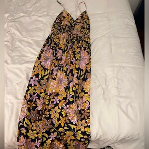 J Crew V-NECK SMOCKED-WAIST COTTON POPLIN DRESS IN DUSK FLORAL size 2